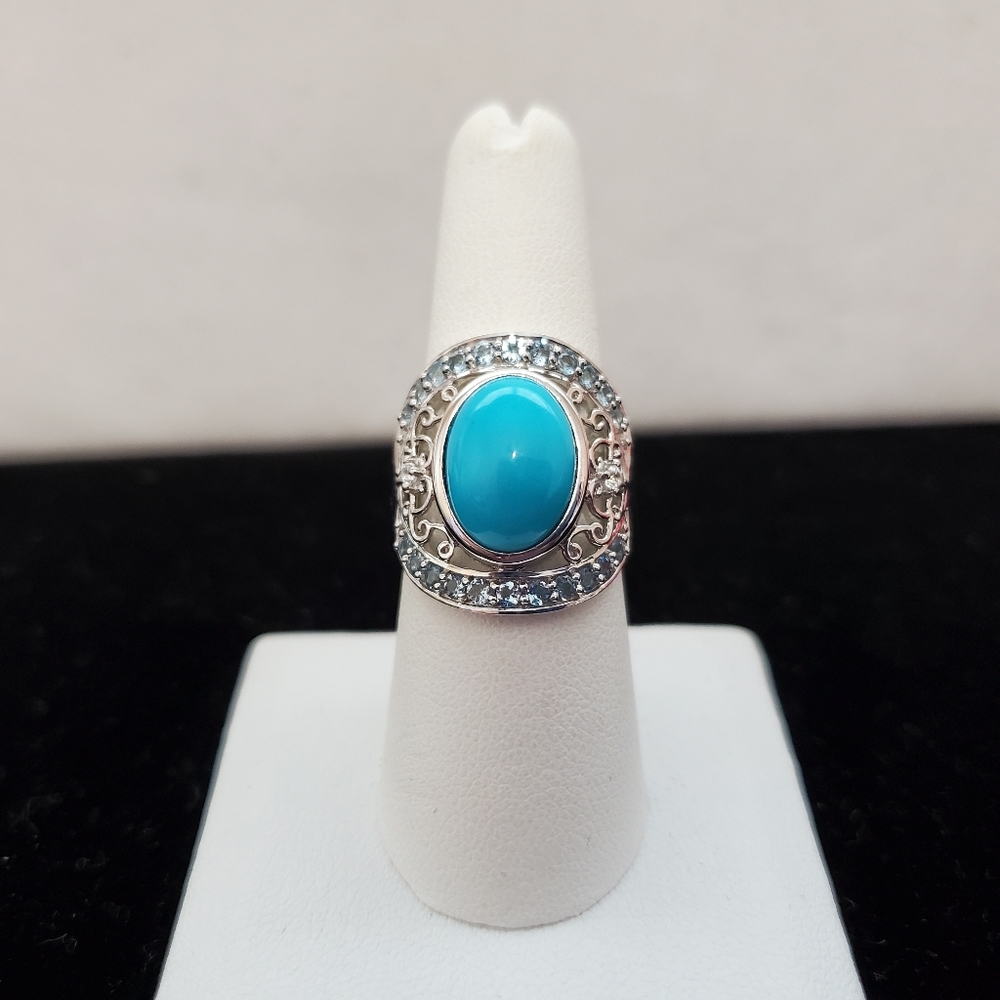 Sterling Turquoise Blue Topaz Ring 7.25
